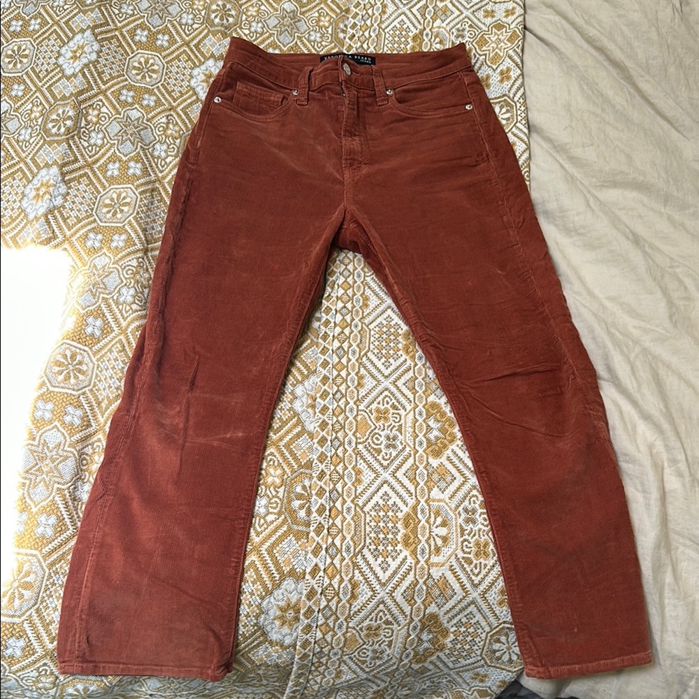 Veronica Beard Carly Kick Flare High Rise - Rust/Orange Straight Leg Corduroys